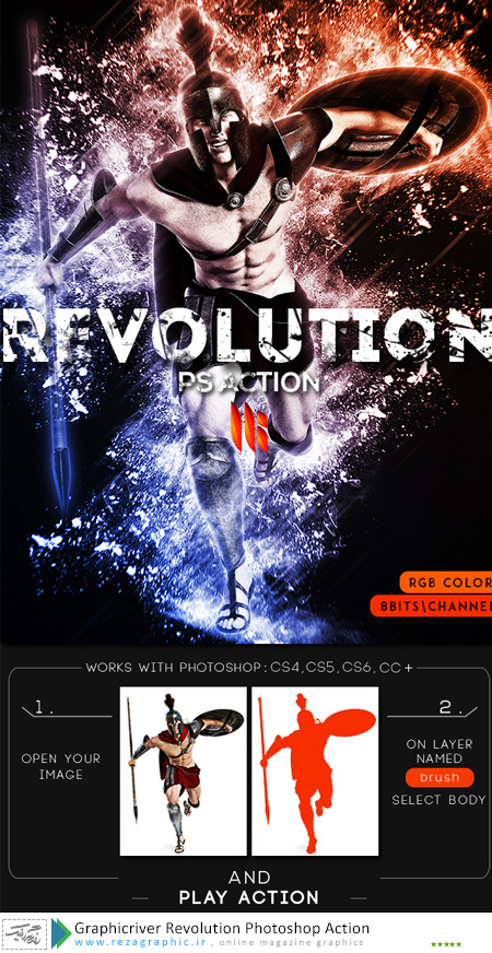 اکشن افکت انقلاب فتوشاپ گرافیک ریور - Graphicriver Revolution Photoshop Action